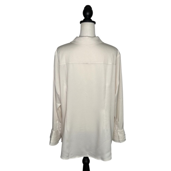 Soft Surroundings Sonnet Blouse 1X Ivory Button Down Ruffle Bell Poet Sleeve - Picture 8 of 12